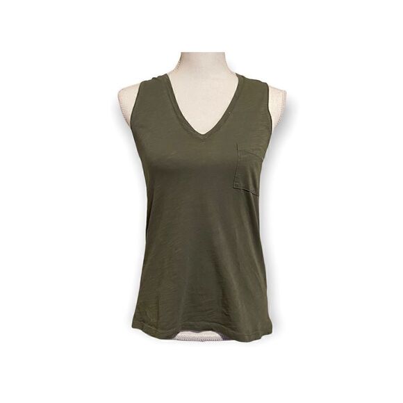 Madewell Women's Army Green V-neck Top - Picture 1 of 9